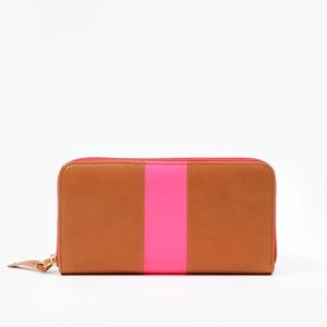 Clare V Neon Pink Stripe Wallet